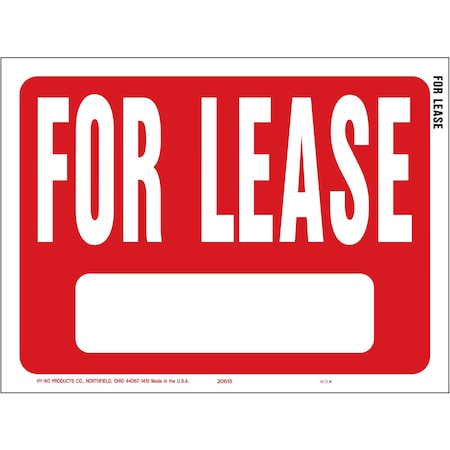 Hy-Ko For Lease Sign 8.5" x 12", 10PK A20615